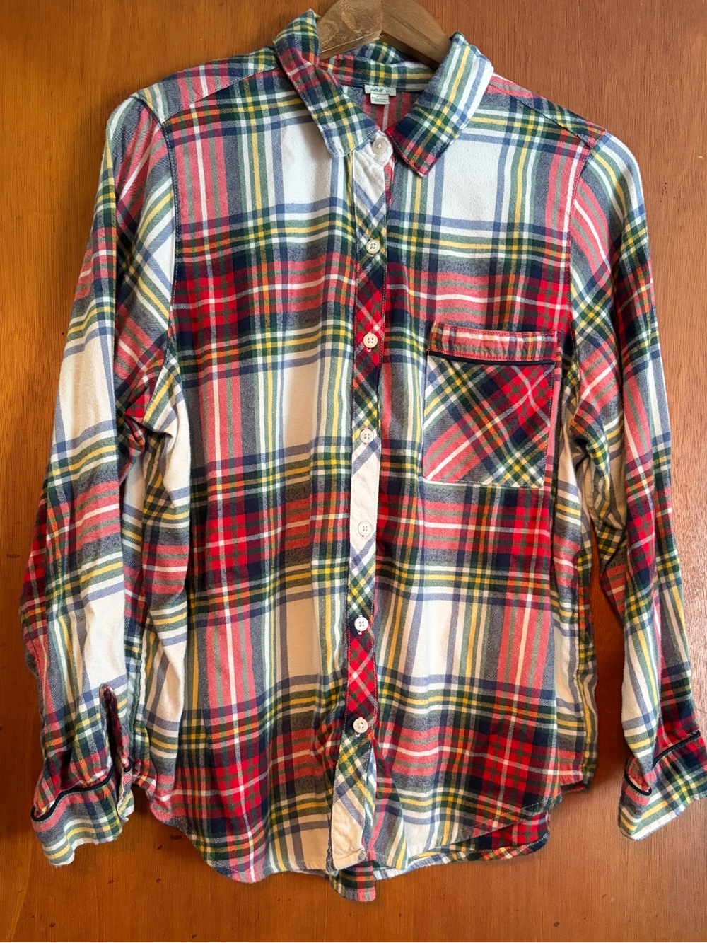 Aerie Women’s Large Flannel Multicolor Plaid Button Front collared Shirt